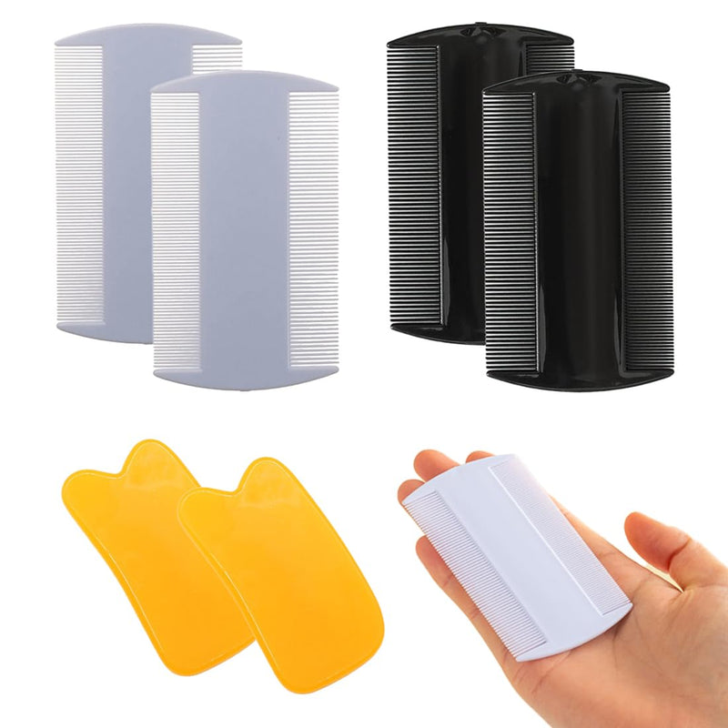 Set of 4 lice nit combs, comes with 2 Gua Sha blades, effective removal, double-sided combs with fine teeth, also suitable for the whole family, also suitable for animals, against fleas and ticks - BeesActive Australia