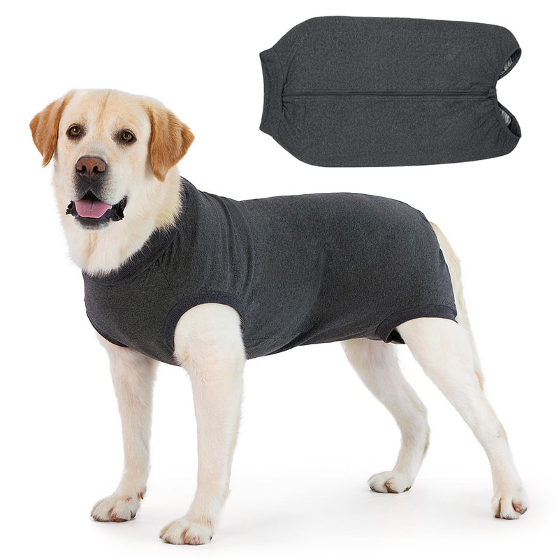 Cyponpy Dog Bodysuit After Surgery with Zipper Surgery Body Dog Castration Female Dog Surgery Body Male Surgery Body Dog Medical Bodysuit for Dogs Leak Protection Dog Wound Protection Suit for Dogs One-Piece 2XL Gray - BeesActive Australia