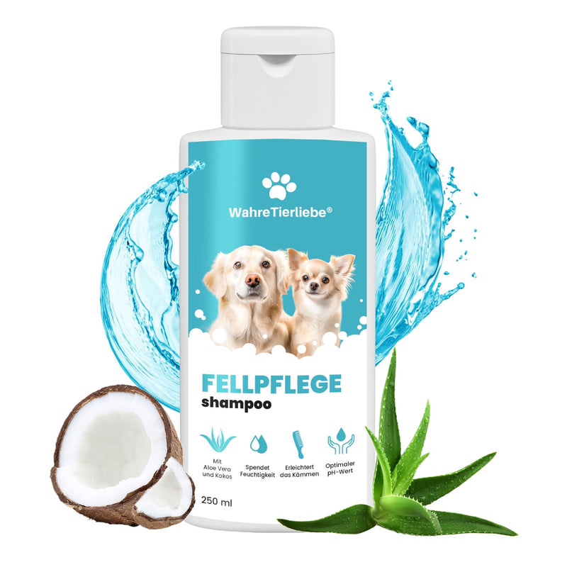True animal love dog shampoo - moisturizing with optimal PH value and without silicones Coconut Extract & Aloe Vera | Dog shampoo against odor and dirt | Grooming dog made in Germany, 250ml - BeesActive Australia