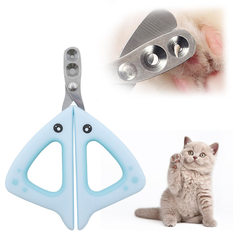 Cat Claw Scissors, Cat Nail Scissors, Cat Claw Cutter, Stainless Steel Double Round Hole 2 & 4 mm Professional Cat Claw Cutter, Cat Nail Scissors, Cat Nail Clipper for Small Animals Puppy Cat (Blue) - BeesActive Australia