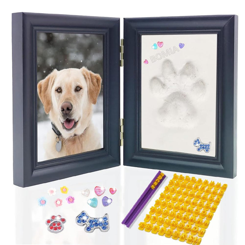 Journdream Paw Print Set Dog and Cat, DIY Paw Print Set, 3D Wooden Picture Frame Paw Print for Dogs or Cat Owners, Picture Frame Keepsake Dog and Cat (Black, 9"W x 6"H x 1.34"D) - BeesActive Australia
