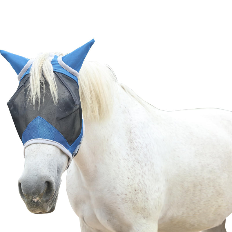 Gallopoff Horse Fly Mask, Horse Mask with Ear Protection, Breathable Mesh Blue Cob - BeesActive Australia