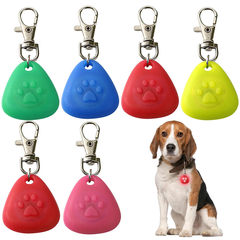 HIULLEN Pack of 6 silicone dog light pendants, flashing light school bag, pet light collar, dog key ring with 3 flashing modes, waterproof safety LED flashing light for dogs, cats, running - BeesActive Australia