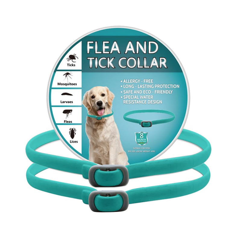 BKEPDY Dog Collar Pack of 2 Effective Protection Against Pests Waterproof Adjustable Flea and Tick Protection for Dogs All Sizes and Breeds (Blue-2) Blue-2 - BeesActive Australia
