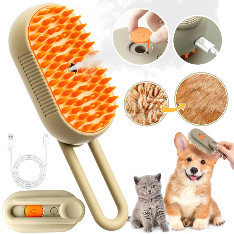 Cat brush with steam 3-in-1, steam brush cat green steamy brush cat steam brush for cats with spray cat brush with water cat steam brush care brush for cats and dogs for hair removal - BeesActive Australia