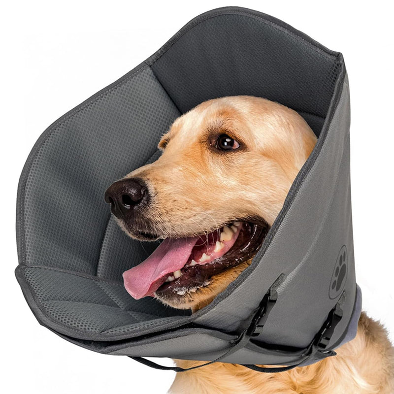 DKDDSSS Dog Collar, Soft Protective Collar, Cone Collars, Adjustable Recovery Collar, Protective Dog Collar, Breathable Pet Elizabethan Dog Collar, Bite Prevention, Grey, L - BeesActive Australia
