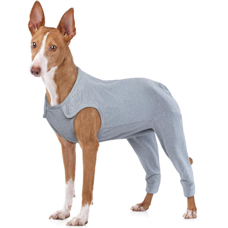 MHaustlie Dog recovery cover for hind legs, breathable dog surgical suit with zip, dog elbow bandages protection, E-collar and cone replacement against licking L grey - BeesActive Australia