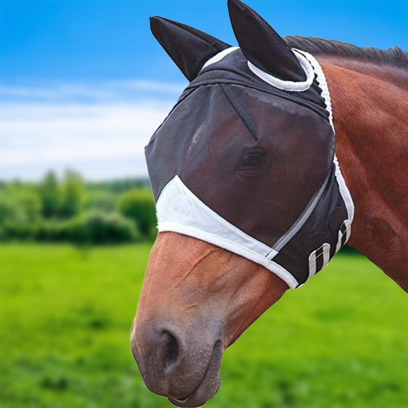 Glamifyr Fly Mask Horse Fly Mask Horse Warmblood Fly Hood Horse Velcro Adjustment Horse Fly Mask Fly Mask Cold Blood Fly Mask Horse Cold Blood Ear Protection Breathable (L) L - BeesActive Australia
