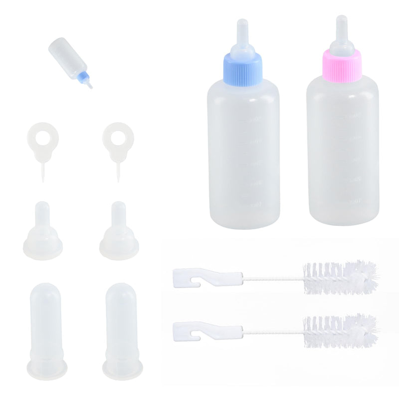 Dokeno 2 pcs 50 ml silicone small milk bottle pet set for pets, rearing bottle with cleaning brush and pacifier, bottle set pets for newborns, kittens, puppies, rabbits, squirrels - BeesActive Australia