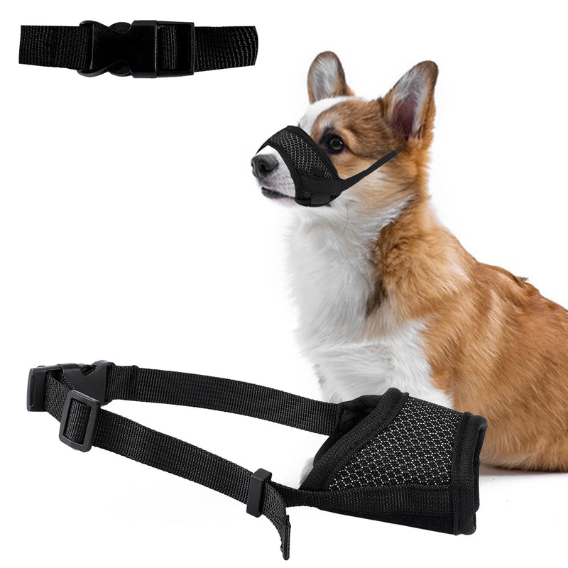Dog Muzzle, Soft Mesh Muzzle Against Biting Barking Chewing Breathable Drinkable Adjustable Loop Pet Muzzle Dog Mouth Guard for Small Medium Dogs (Black) Black - BeesActive Australia