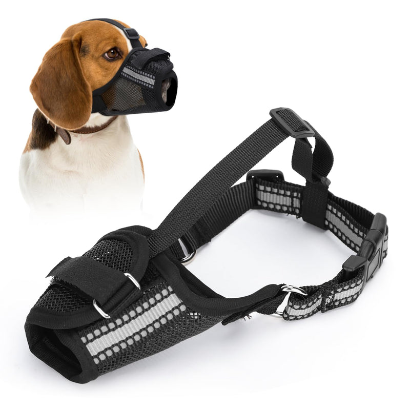 Nobleza - Dog Muzzle, Soft Mesh Muzzle for Medium Dogs, Breathable Reflective Adjustable Dog Muzzle, Prevents Biting, Chewing and Barking (M) M - BeesActive Australia