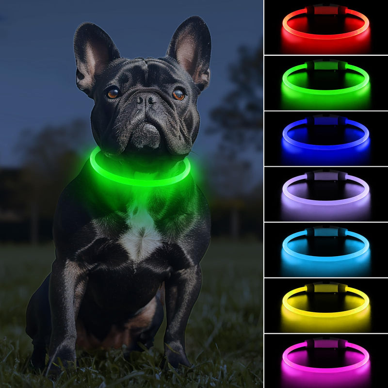 PcEoTllar Luminous Dog Collar Rechargeable with 7 Colors, Luminous Collar for Small and Large Dogs, 9 Lighting Modes Luminous Dog Collar Can be Dismantled to 70cm, LED Collar for Dogs - BeesActive Australia