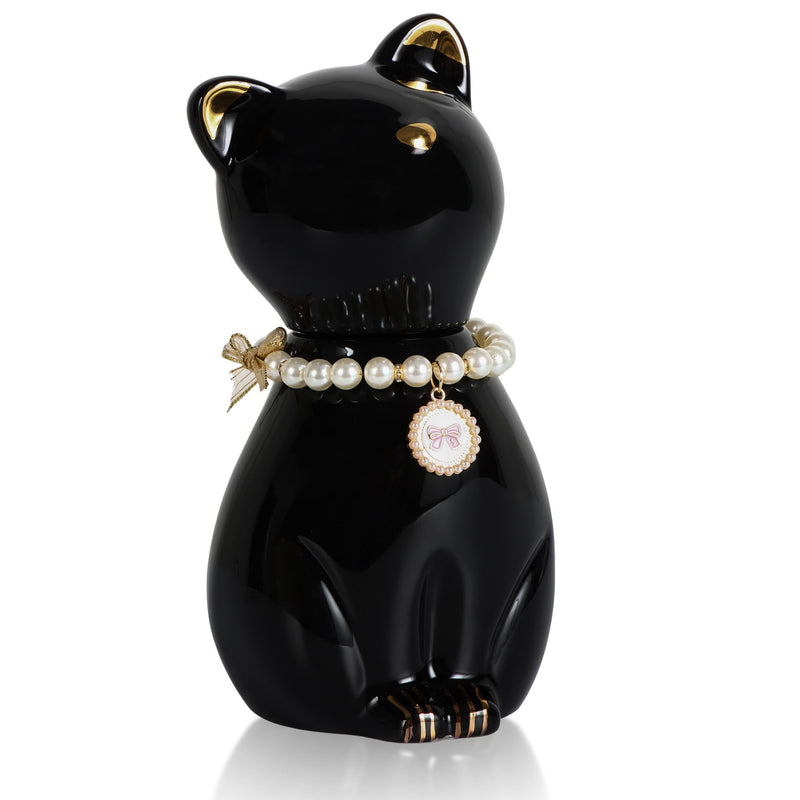 DiDiBirDi Cat urn for ashes, cat urn, cat urn for ashes, pet cremation black cat urn for ashes, animal urn for cat with cat collar - BeesActive Australia