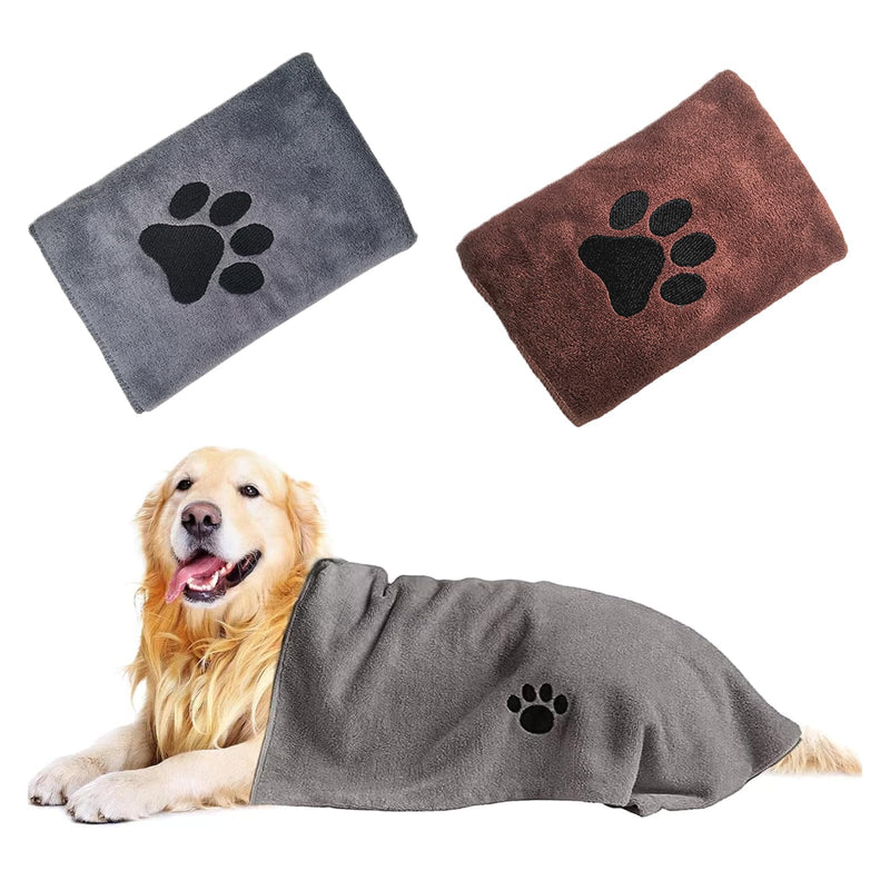 Pack of 2 dog towels, dog towel extra absorbent for dogs and cats, dog accessories, quick-drying pet microfibre towels, 75 x 35 cm dog towel for cats, dogs or other pets - BeesActive Australia