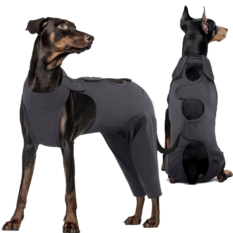 Kuoser dog bodysuit after surgery, dog bodysuit after surgery body for dog castration male dog, dog recovery suit, dog leg protection bodysuit, anti-wound licking surgery body dog, dog neck brace alternative, gray 2XL XXL (chest: 75-93cm) gray - BeesActive Australia