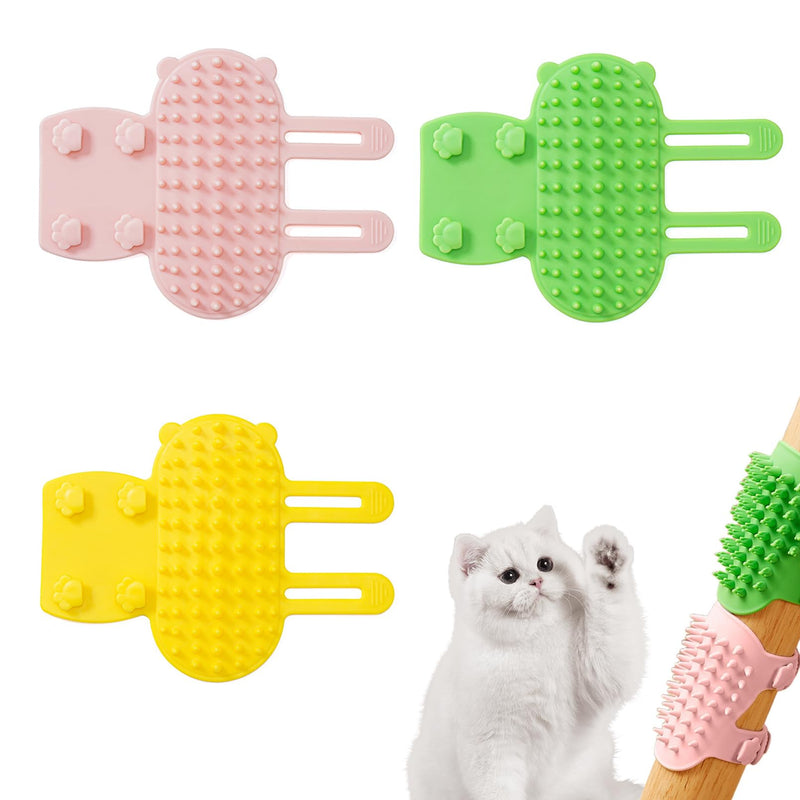 3-piece cat hair brush, soft 2-in-1 animal brush made of silicone for pets, tickling massage brush for short and long-haired cats and dogs, cat scratching board for table legs and climbing frames - BeesActive Australia