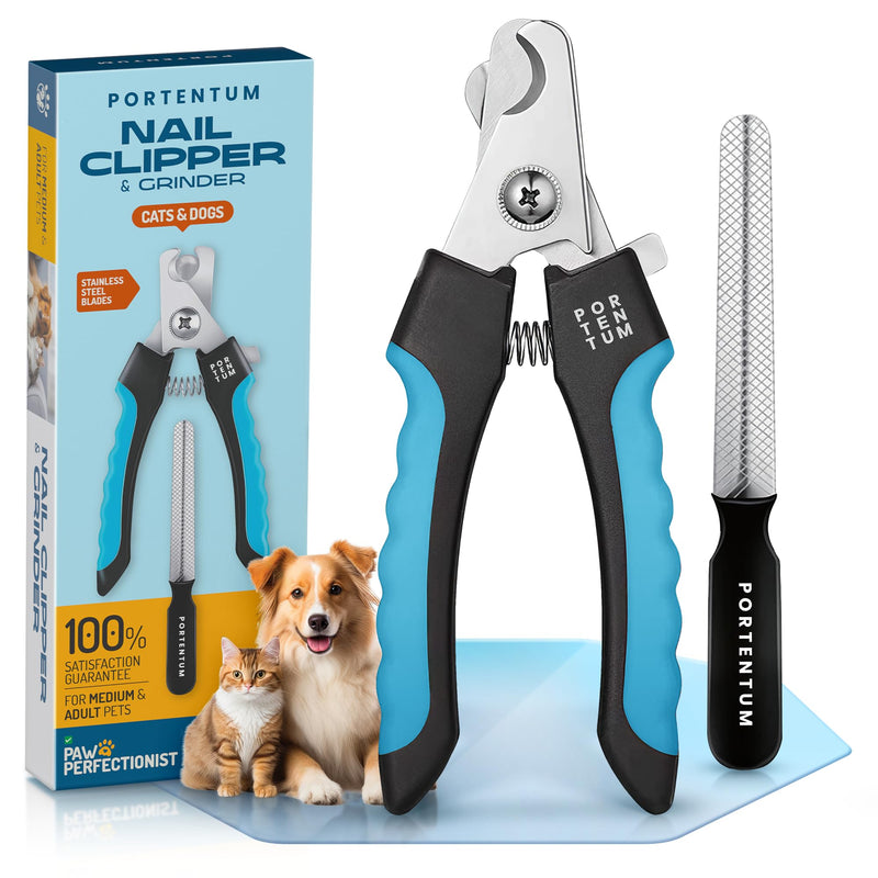 PORTENTUM Claw Scissors for Dogs and Claw Scissors for Cats with Nail File Stainless Steel Claw Clippers High Quality Cutter for Pets Nail Clippers Large With Safety Guard 6” Inch - BeesActive Australia