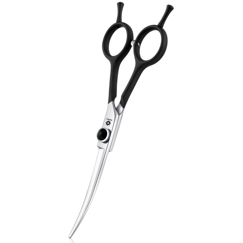 Dream Reach 6 Inch Professional Curved Dog Scissors Grooming Scissors with Ergonomic Handle 440C Stainless Steel Safety Grooming Scissors for Dogs Cats Cutting Black 6" - BeesActive Australia
