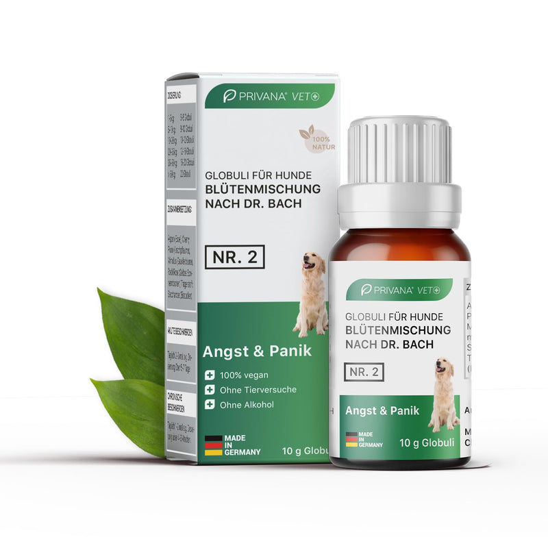 Privana Bach flower globules for dogs - fear & panic (No. 2) 10g - 100% natural & purely plant-based - flower mixture for calming & inner peace - BeesActive Australia