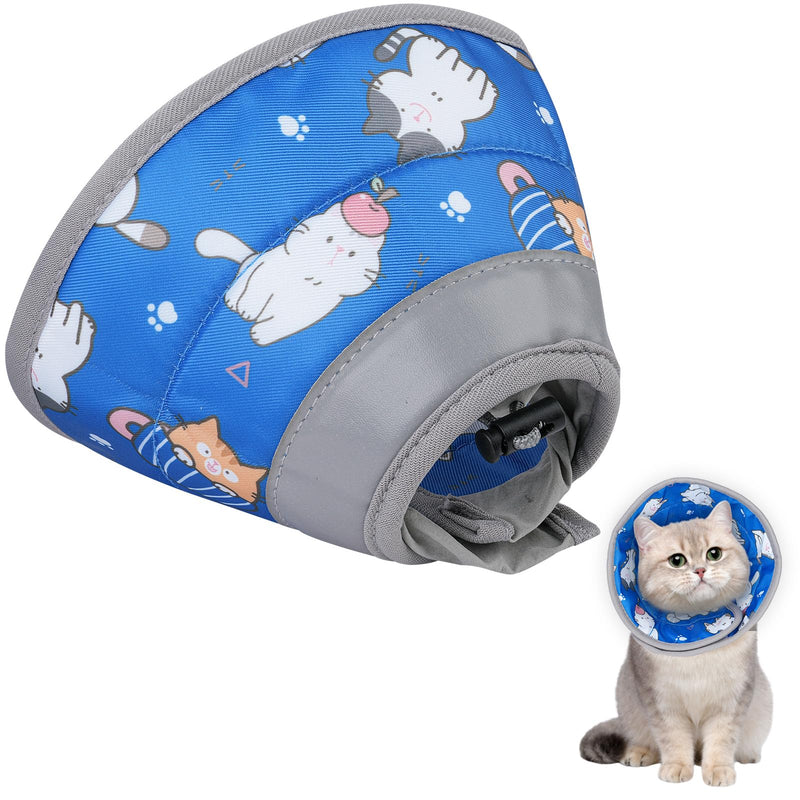 Maxentico Neck collar for cats, protective collar cat, recovery collar for cats, prevents licking of wounds cat collar, cat collar after operations and injuries (blue, S) - BeesActive Australia