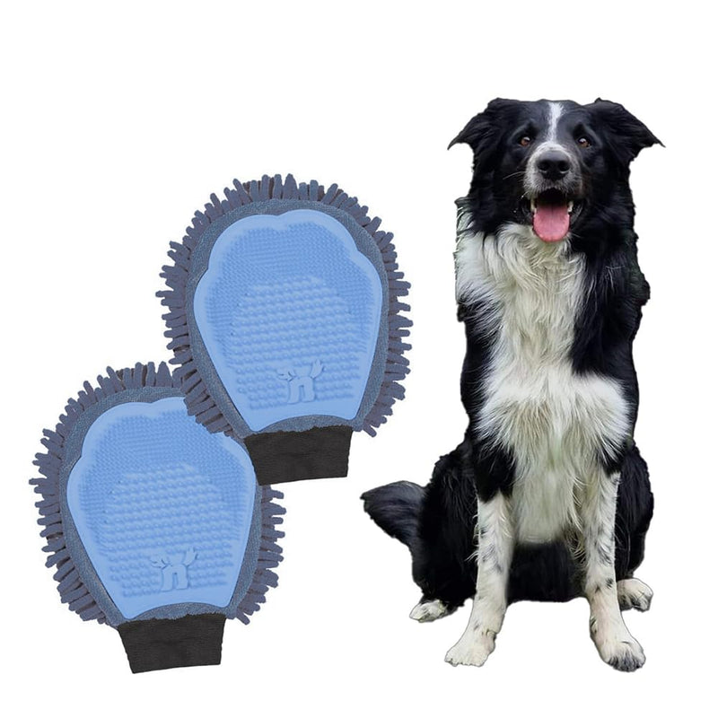 Gogotool 2-in-1 grooming glove - gentle petting, thorough brushing & quick drying for dogs and cats - 2 pieces - BeesActive Australia