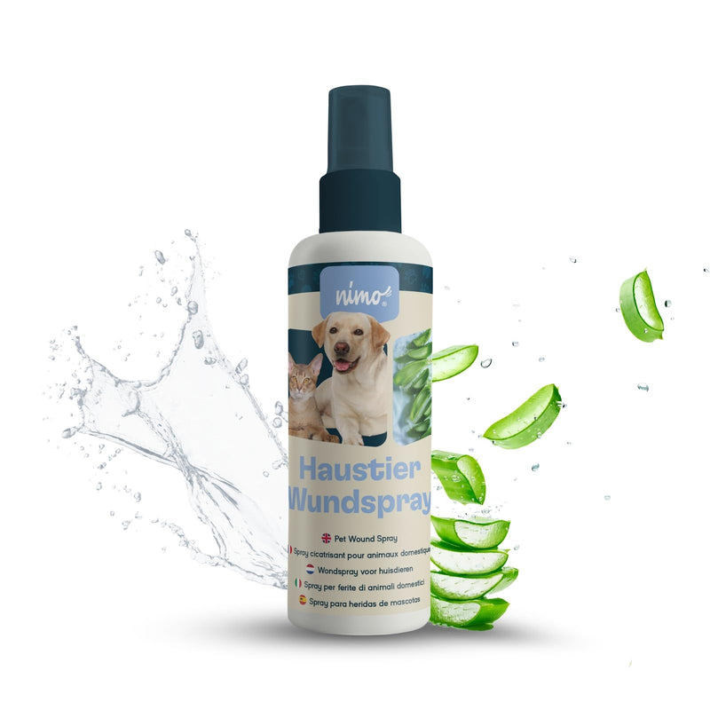 nimo® pet wound spray with aloe vera & panthenol | Wound care for dogs & cats | Regeneration of the skin for wounds, inflammation and irritation | Scar and wound spray against itching and scratching - BeesActive Australia