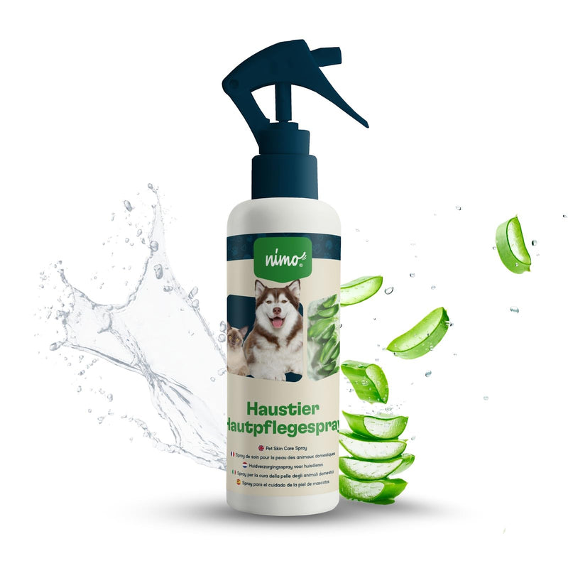 nimo® pet skin care spray | Skin care for dogs, cats with aloe vera & panthenol | Regeneration of the skin in case of dryness & inflammation | against itching & irritation | for vermin infestation, mites 250ml bottle - BeesActive Australia