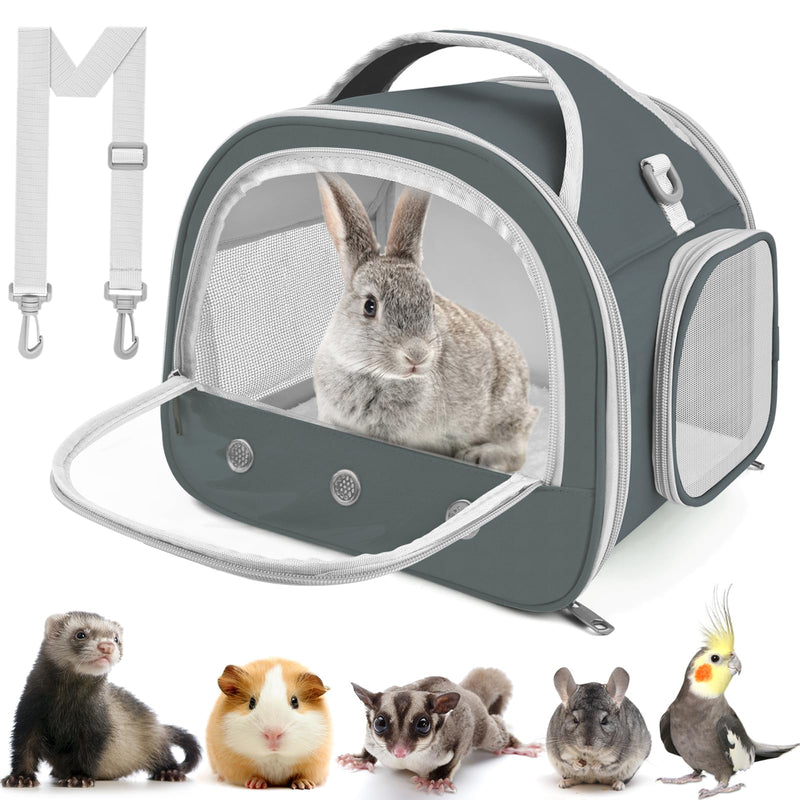 ERKOON Transport Box Rabbit Small Animal Pet Carrier Bag Guinea Pig Carrier Bag (Grey) - BeesActive Australia
