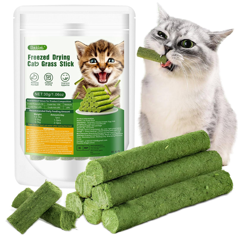 30g Cat Grass Snack, Cat Grass Sticks Naturally Dried Snacks for Cats for Hairball Removal and Dental Care, Catnip, Cat Grass Stick 30g - BeesActive Australia