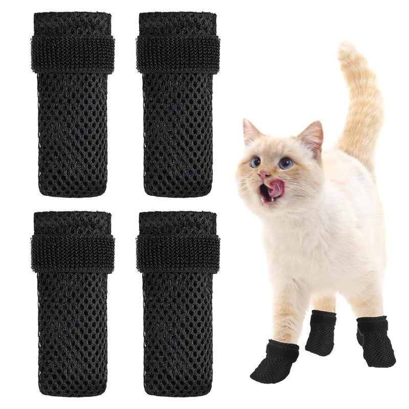 WeddHuis Pack of 4 cat shoes, adjustable cat boots, breathable mesh anti-scratch protect pet cat claws, protect anti-scratch bathing shaving nail clipping - BeesActive Australia