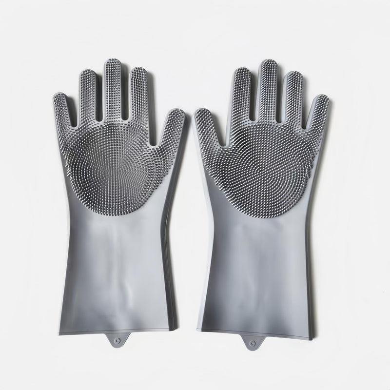 Premium silicone grooming glove for dogs and cats - soft nubs for gentle massage and thorough cleaning when bathing - ideal for grooming and hair removal (grey) grey - BeesActive Australia