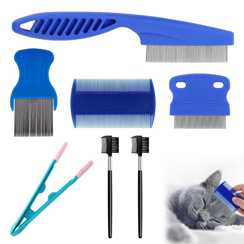 Pack of 7 flea combs for cats, flea combs for dogs, lice combs, flea combs, stainless steel lice combs, flea combs for cats, flea tear stain remover combs for removing fleas and lice - BeesActive Australia