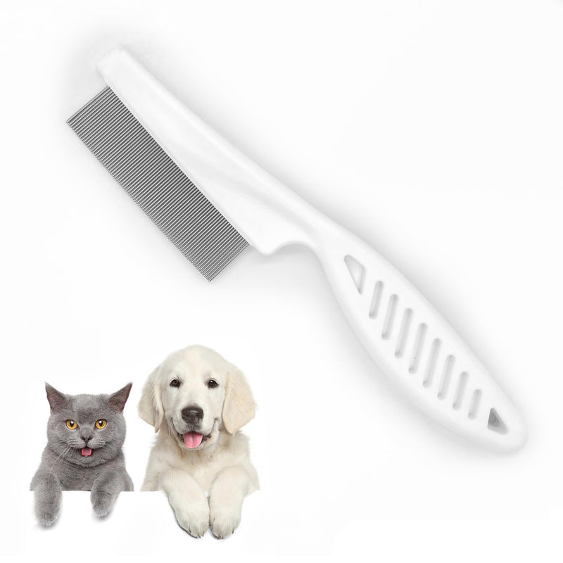 Flea Comb for Cats Dogs Flea Comb for Long Hair, Pet Comb Grooming Comb for Removing Fleas, Ticks, Tear Stains, Dandruff (White) White - BeesActive Australia