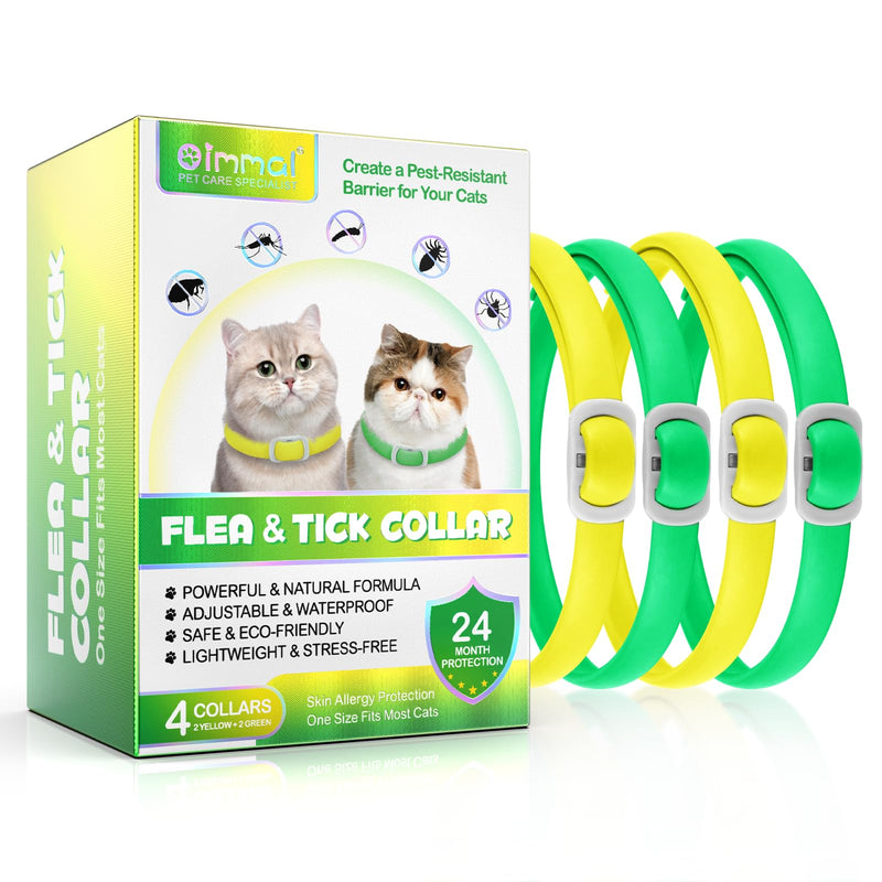 Flea collar cat, 4 pieces, tick collar for cats, anti-flea cat collar, adjustable and waterproof, natural and safe, 48 cm length, 24 months protection, tick flea collar for all cats - BeesActive Australia