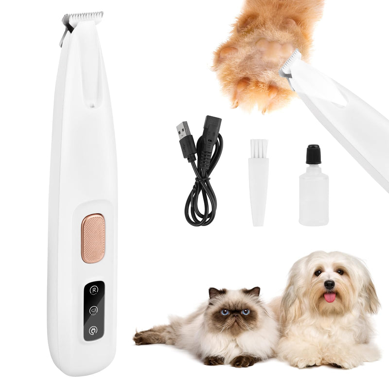 Paw Trimmer for Dogs, USB Rechargeable Paw Trim Pro, Waterproof Pet Hair Trimmer with LED Light, Portable Paw Trimmer for Dogs, Extra Quiet for Dogs, Cats, Paws, Eyes, Ears, Face White - BeesActive Australia