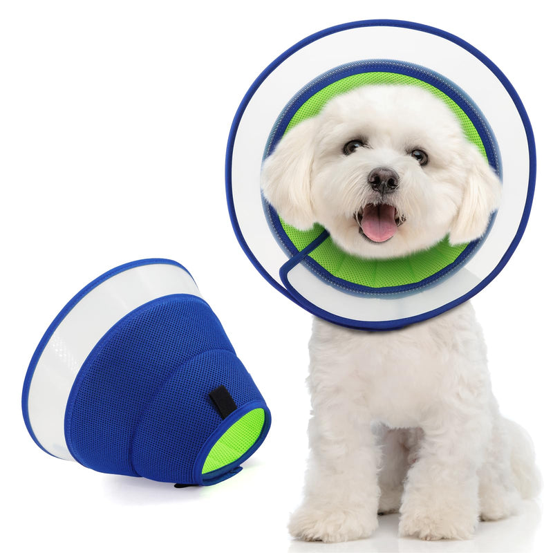 Soft Dog Cone for Large Medium and Small Dogs Post Surgery, Comfortable Elizabethan Dog Collars, Adjustable Protective Neck Cone for Pets M Blue - BeesActive Australia