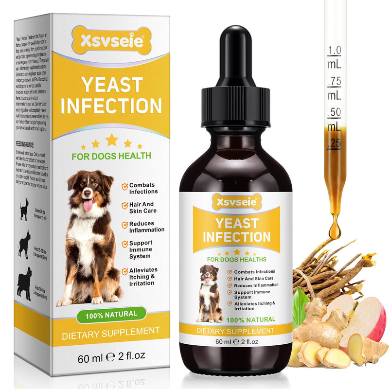 ZTSMSWY Yeast Infection Treatment for Dogs, Dog Yeast Infection Treatment for Itchy Dog Skin Relief, Dog Allergy Relief, Itchy Ear Relief for Dogs, Dog Ear Infection - 2 FL Oz / 60ml - BeesActive Australia