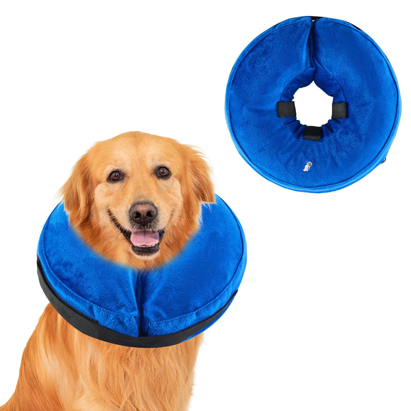 Honprodu Inflatable Dog Neck Brace, Adjustable Protective Collar Dogs, Dog Collar Leak Protection for Recovery After Operations or Wounds, Dog Neck Brace that Does Not Block the View (Blue L) [Neck: 38cm - 50 cm] L Blue - BeesActive Australia