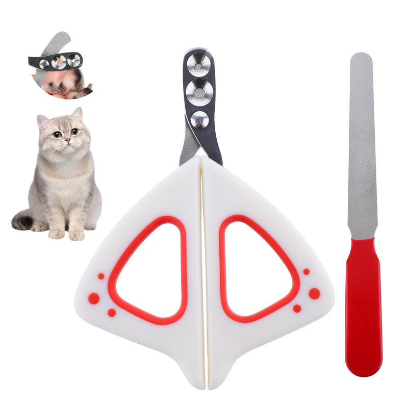 AOZUO Cat Claw Scissors with Protection, Cat Claw Cutter with 2 mm and 3 mm Hole, Professional Claw Scissors for Dogs Cats with Nail File Stainless Steel for Small Dogs Puppies Cats (Red) Red - BeesActive Australia