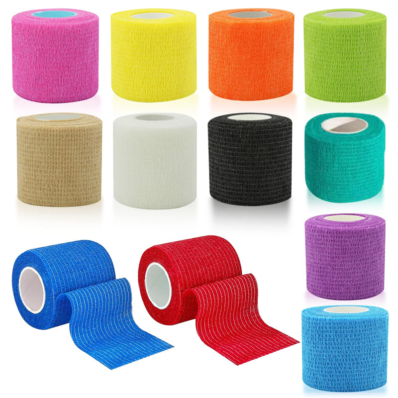 BEKKLPOU 12 Rolls of Self Adhesive Bandage 7.5 cm x 4.5 m, Elastic Fixing Bandage Elastic Self Adhesive Bandage, Cohesive Bandage for Dog Cat Wrists Feet Finger Plasters Ankle Sprains (Colourful) - BeesActive Australia