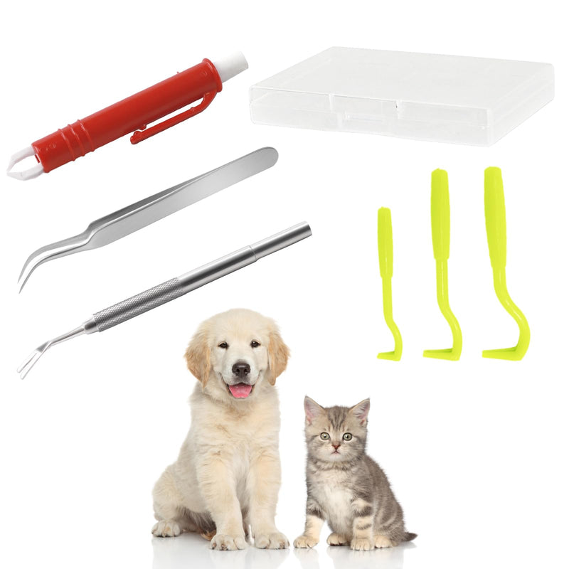 6 pieces chemical-free tick remover set, painless tick hook, tool for removing ticks, safe multifunctional tick tweezers, tick tweezers with storage case for cats and dogs - BeesActive Australia