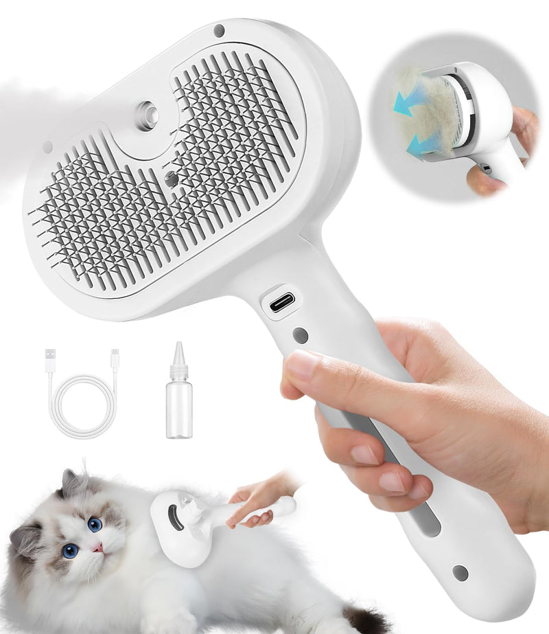 TIDEVAN Cat brush with steam, 3 in 1 spray comb for cats, steam brush cat, cat brush with water, cat grooming brush, cat hair brush for massage, care, hair removal, animal hair brush for cats, dogs - BeesActive Australia
