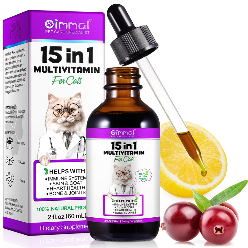 15-in-1 Cat Multivitamin Drops, Vitamins and Supplements for Cats - Liquid multivitamins for cats support immune health, hip and joint health - BeesActive Australia