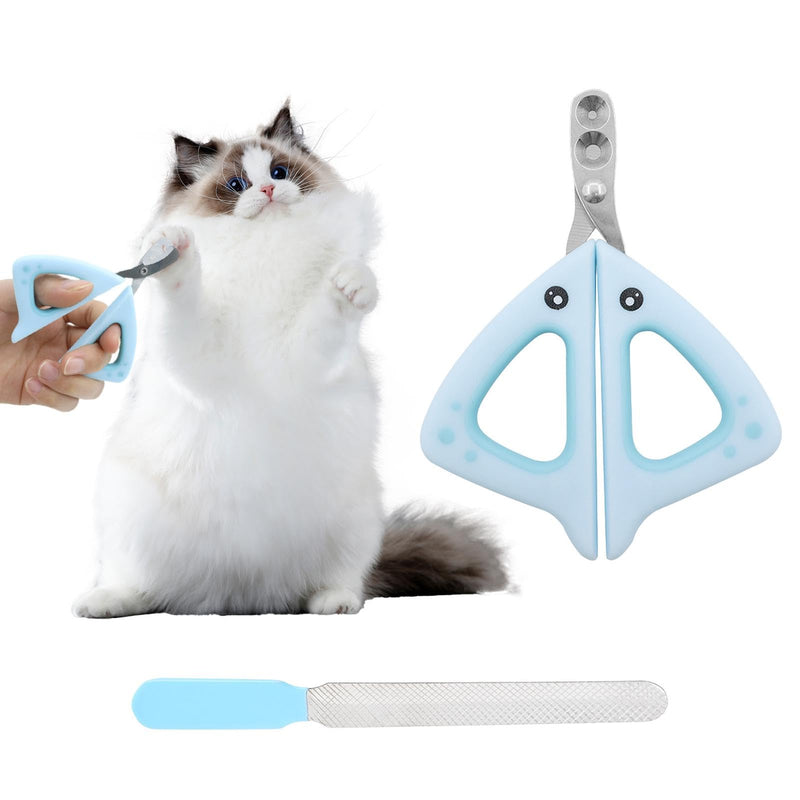 POHOVE Cat Claw Cutter, Claw Clipper for Cats with 2mm and 4mm Holes, for Small Dogs, Puppies, Cats with File (Blue) - BeesActive Australia