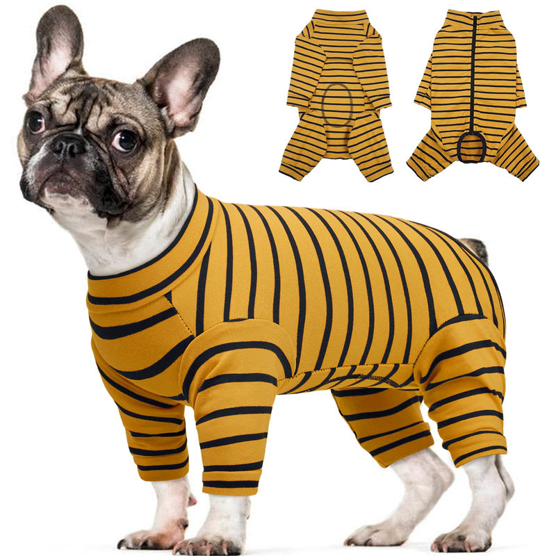 Kuoser dog bodysuit after surgery, dog bodysuit after castration, surgery body dog castration bitch, dog bodysuit with legs, bodysuit for dogs after surgery, dog pajamas for small medium dogs, yellow S - BeesActive Australia
