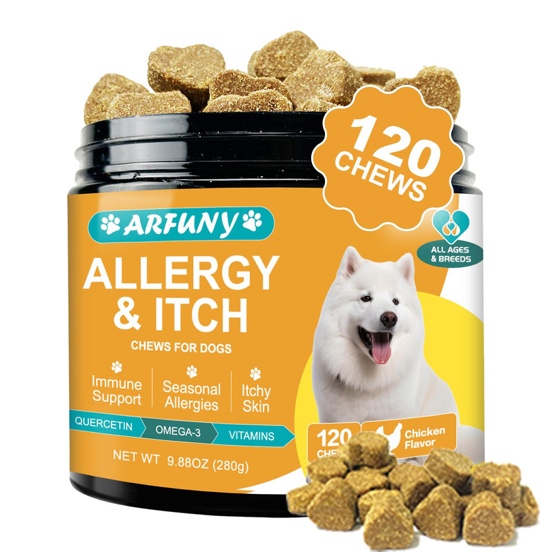 Allergy for dogs - Against itching - Soothes itchy skin, paws, ears - Strengthens the immune system - For dogs that scratch, itch & lick - With chicken flavor, 120 PCS - BeesActive Australia