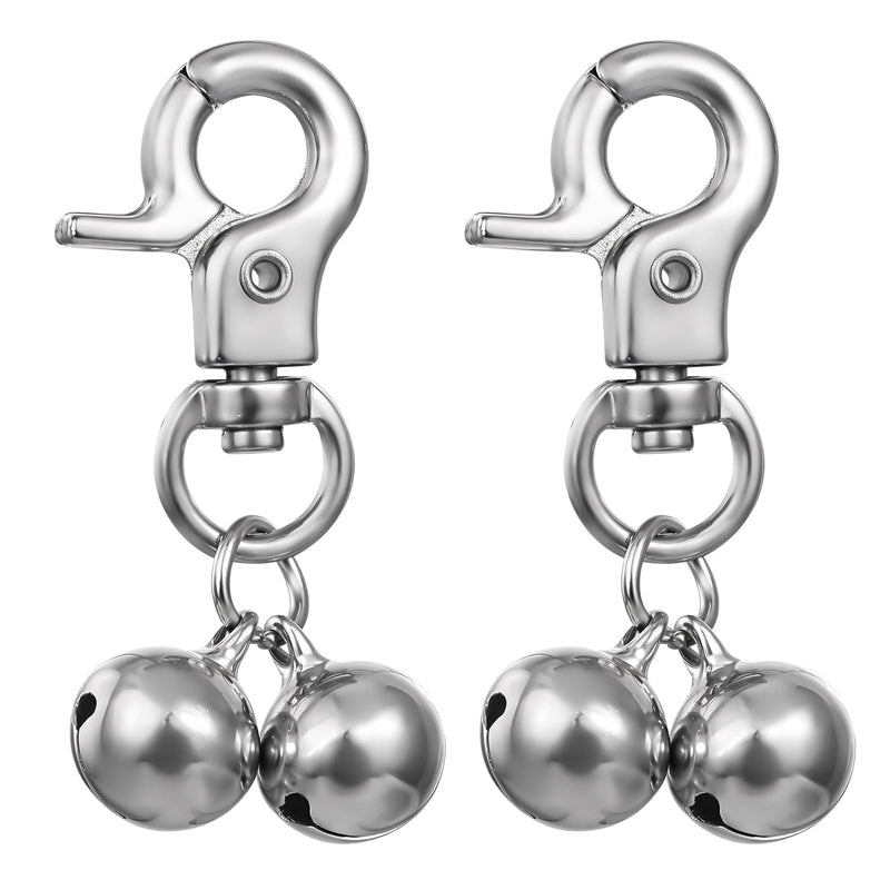 Loud Cat Dog Bells 2 Pieces Pet Bells Loud Pet Bells for Dog Collar Large Dogs Pet Bell Pendant Silver Tracker Bells for Dogs Cat Training Necklace - BeesActive Australia