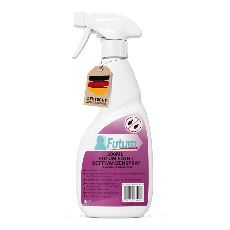 NEW Biocide-free flea treatment for dogs 500ml - Flea and bed bug repellent - Effective remedy for fleas in the house - Flee spray & flea spray for cats - Bed bug repellent solution from FUTUM - BeesActive Australia