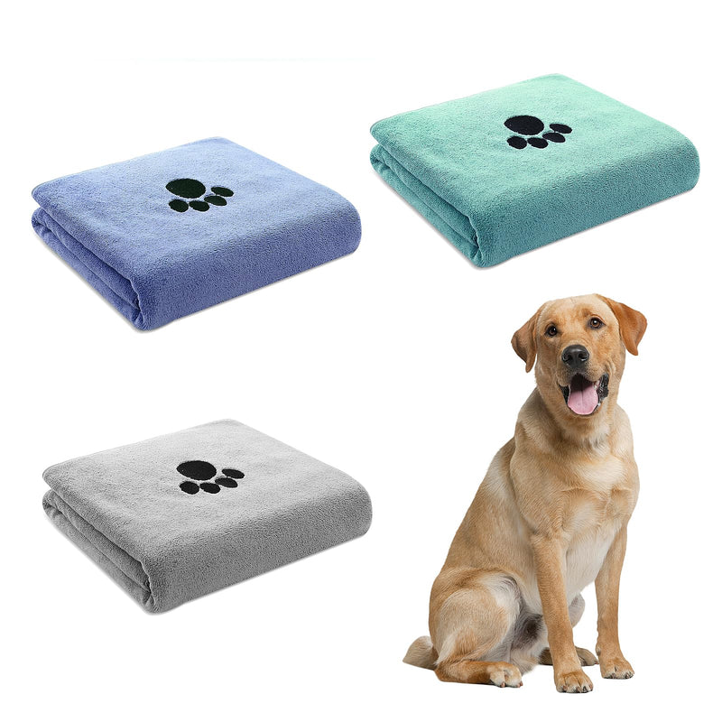 QYRDBGY Dog Towel, Pack of 3 Dog Towels 75 x 35 cm Microfibre Dog Towel Extra Absorbent Dog Towels for Small Medium Large Dogs or Other Pets - BeesActive Australia