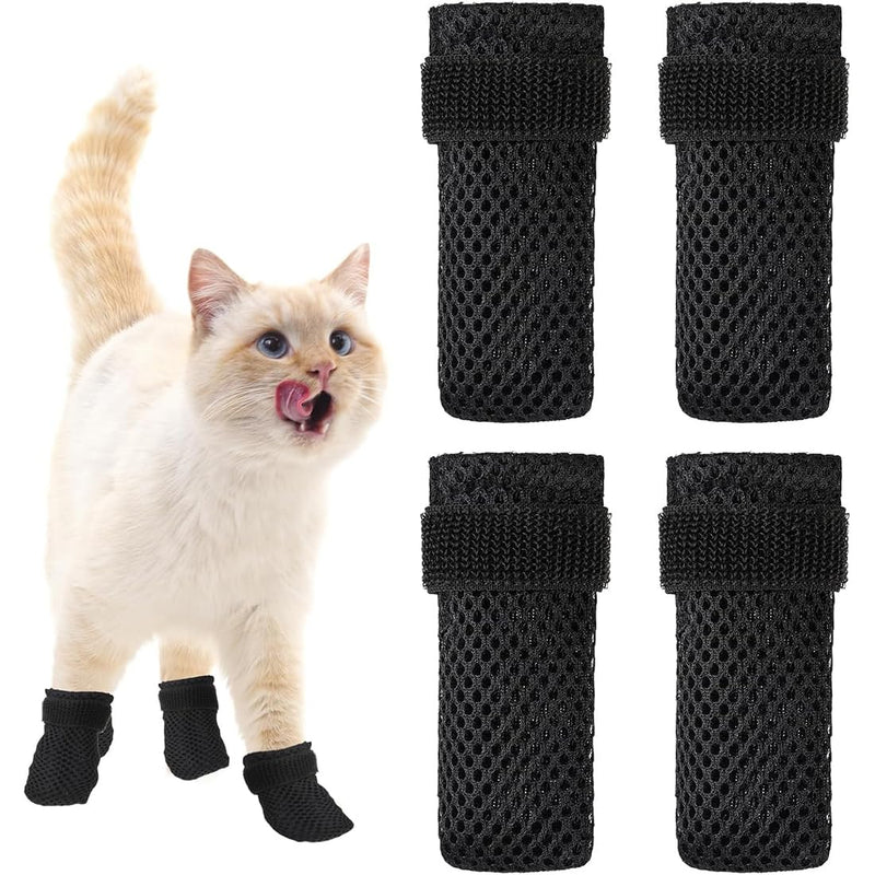 JEYORZY 4pcs Adjustable Mesh Cat Shoes Breathable Cat Paw Protector Cat Boots for Bathing Pets Cutting Nails Checking - BeesActive Australia